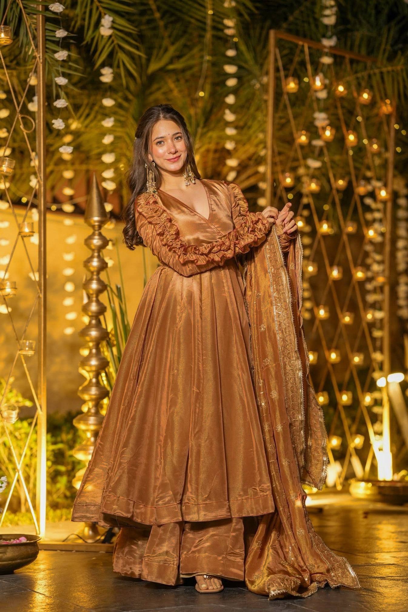 Urban Russet Luminous Flared Anarkali